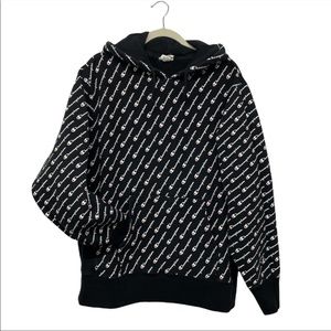 CHAMPION Men’s Reverse Weave Hoodie (AOP Logo - All Over Printed), Size L